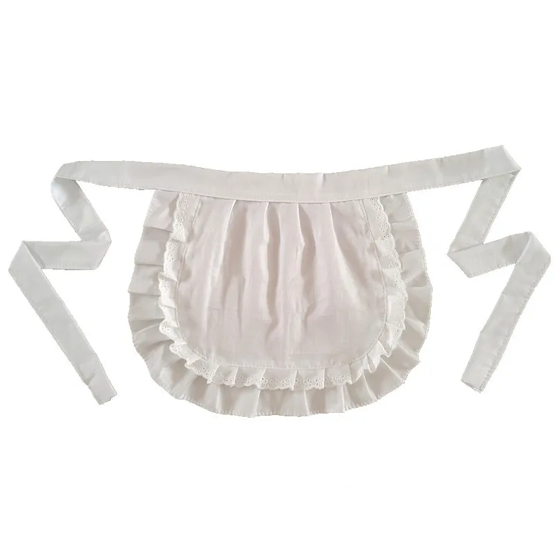 Small White Half Waist Lace Ruffle Apron Women Avental de Cozinha Cosplay Decorative Apron for Lolita Dress