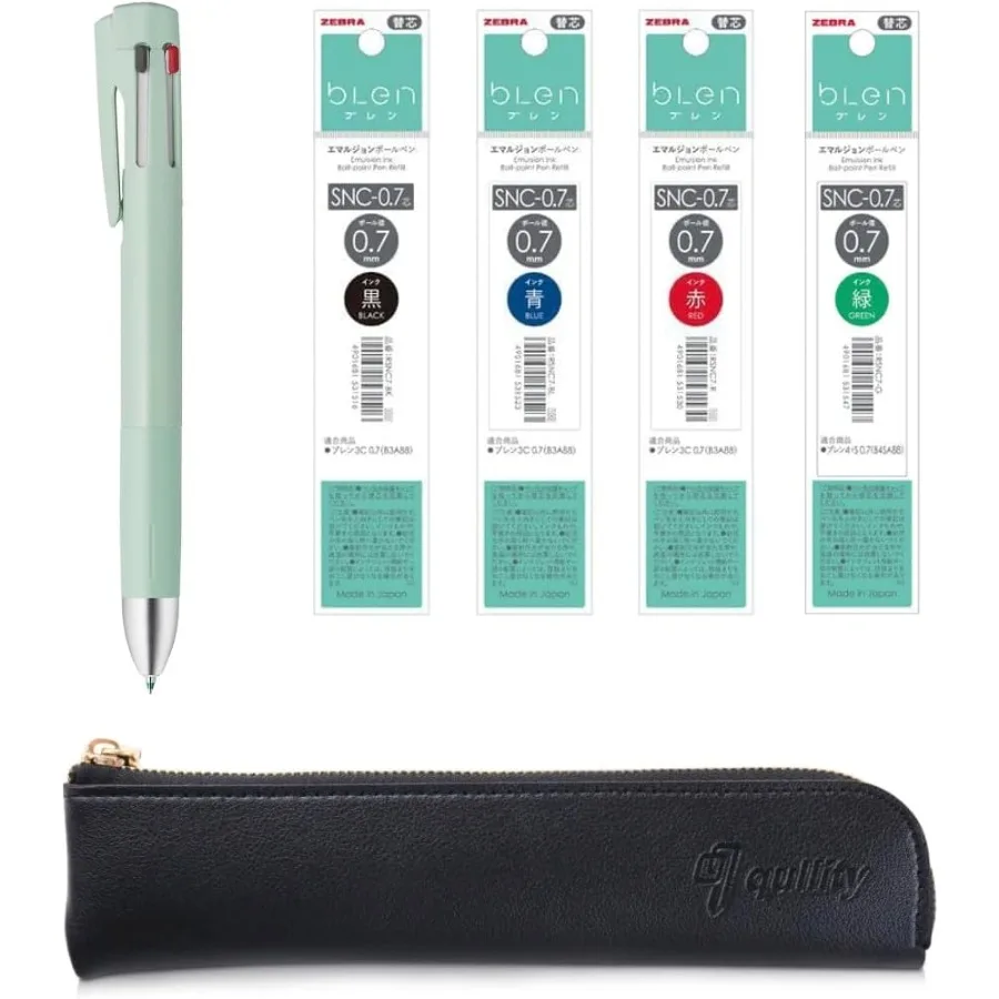 قلم ZEBRA Blen4+S أخضر نعناعي 0.7 مم متعدد الوظائف للاستخدام المكتبي والمدرسة مع 0.7 مم أسود/أزرق/أحمر/أخضر ميكانيكي 0.5 مم #2