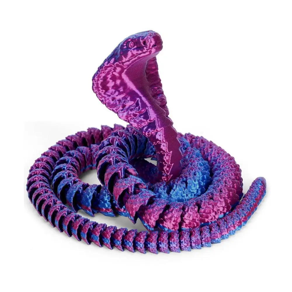 Realistic 3D Printed Snake 30/45/60cm Rotatable Cobra Ornament Handmade Multicolor Animal Simulation Model Home Decor