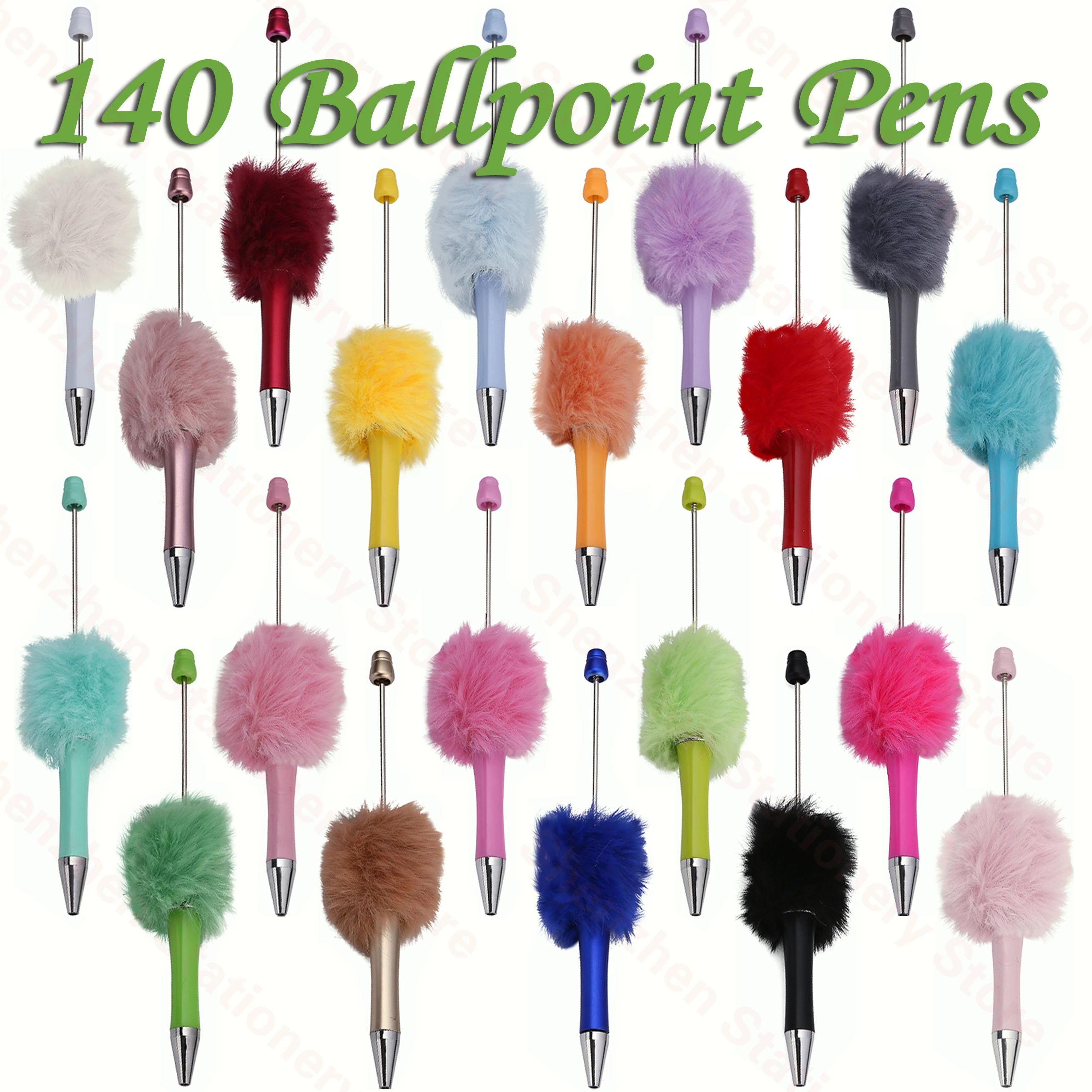 140Pcs Newest Colour Creative Plush Ballpoint Pen Ballpoint Pen DIY ballpoint pen Gift for Student Office Supplies