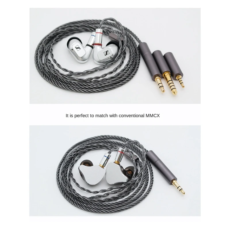 Кабель для наушников 3 в 1 посеребренный для IE300 IE600 IE900 MMCX