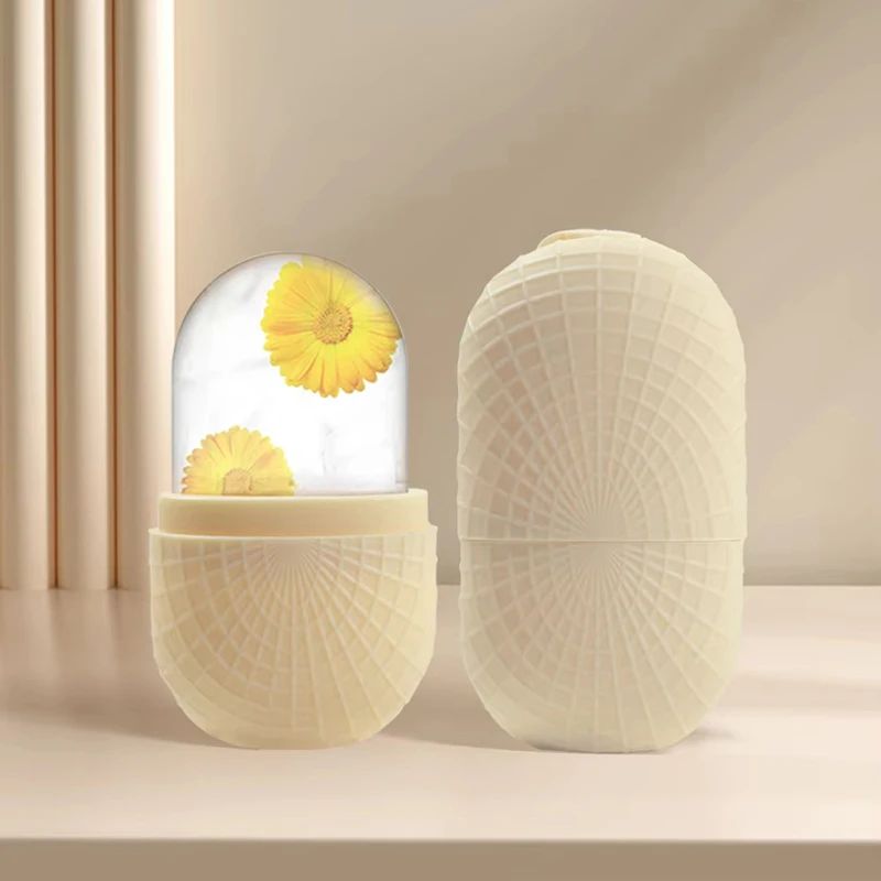 アイスコンプレスモールド冷却＆引き締めフェイシャルスキンアイス漏れ防止再利用可能フェイシャルケアツールシリコン製アイスキューブトレイビューティーリフト