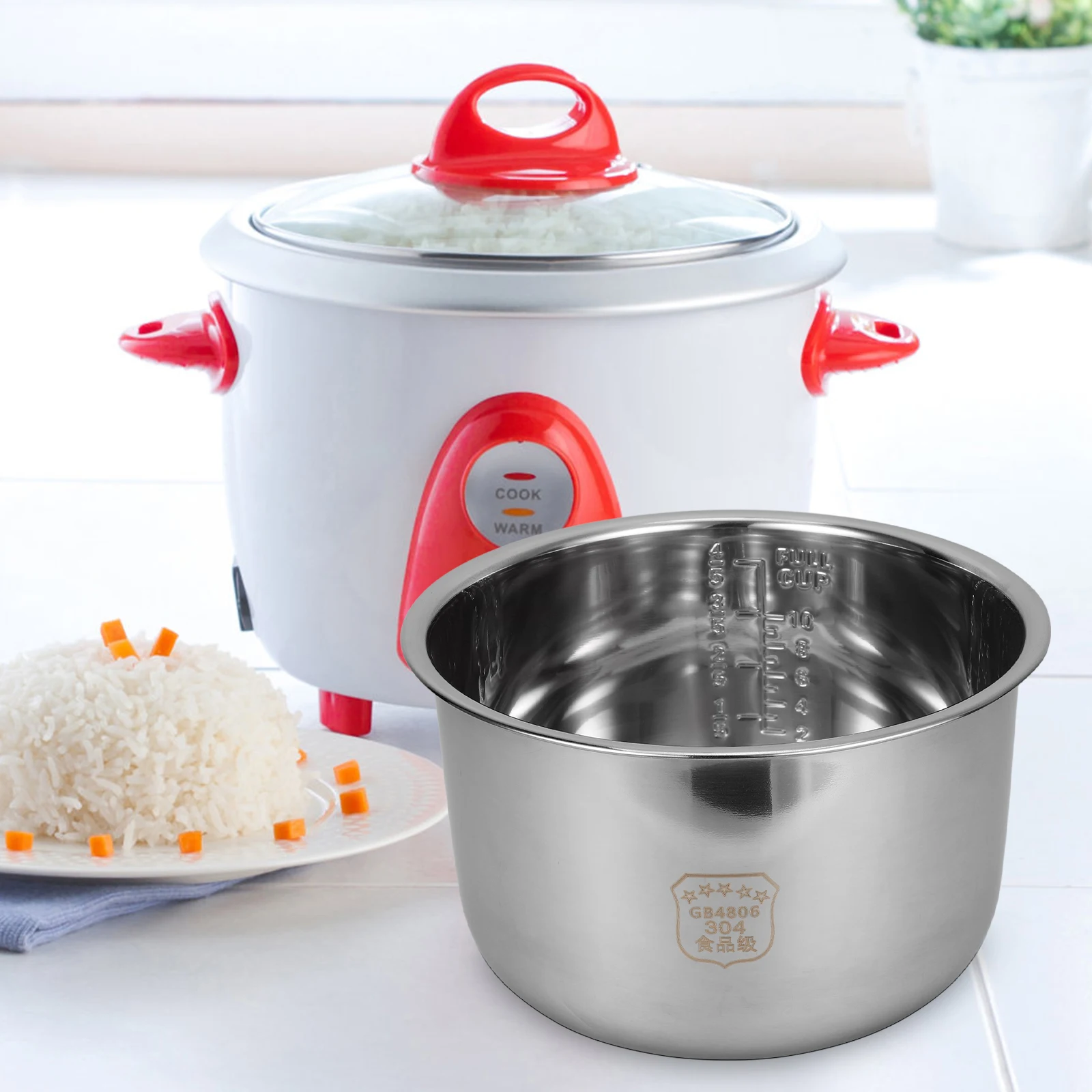 

1pc Stainless Steel Rice Cooker Inner Pot 5L Multi-Use Cooking Pot For Rice Cake Soup Replacement Kitchenware Electric Cooker
