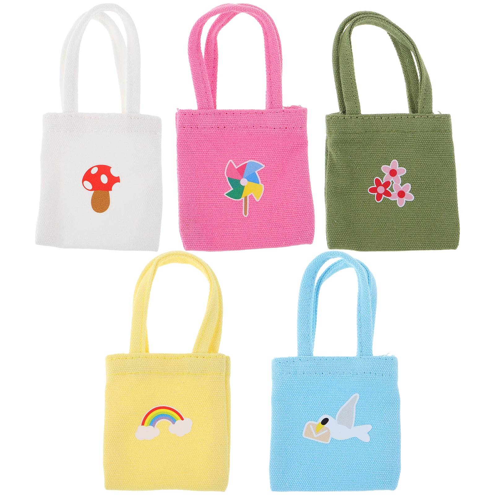 

5 PCS Mini Handbag Accessory Baby Accessories Handbags Play Canvas Model House Carry Case Tote Miss