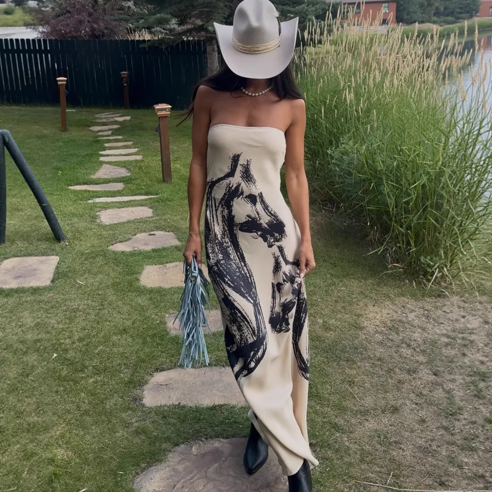 

Женское длинное платье без рукавов с цифровым принтом, на молнии, с запахом на груди, коллекция 2026 года