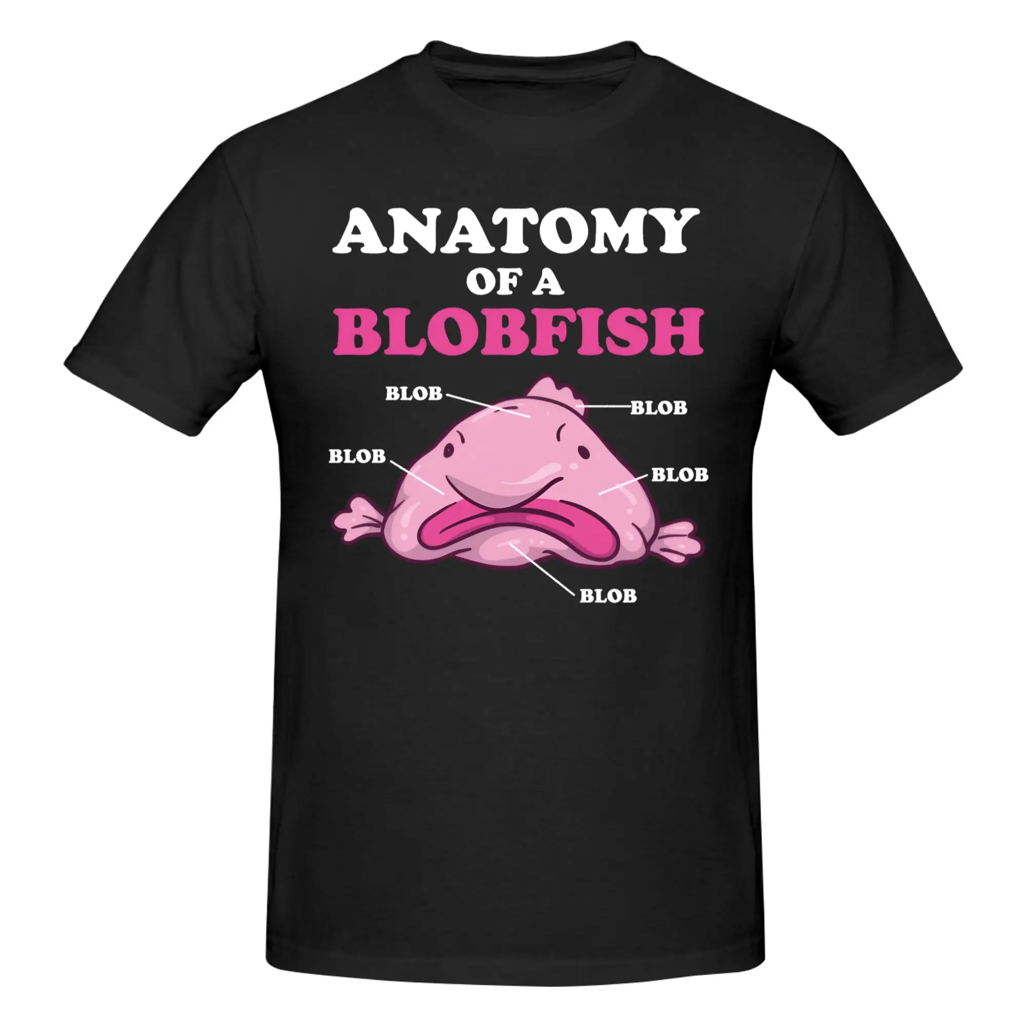 

Футболка Anatomy Of A Blobfish для мужчин, 100% хлопок, забавные футболки с изображением уродливых рыб, футболка с короткими рукавами, свободная одежда, подарок