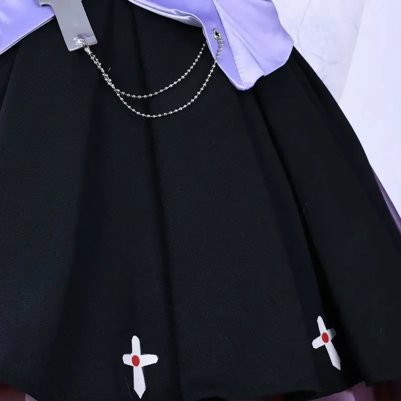 لعبة الهوية V إيما وودز أزياء تنكرية مع أحذية شعر مستعار للهالوين لعب الأدوار البستاني حفلة جديدة الجلد الدعاوى فستان لوليتا لطيف