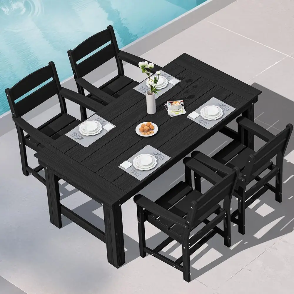 

Outdoor Dining Tale t, 67‘’ DPE Patio Dining t or 4, All-Weater Outdoor Tale and Cairs t or Deck, lack