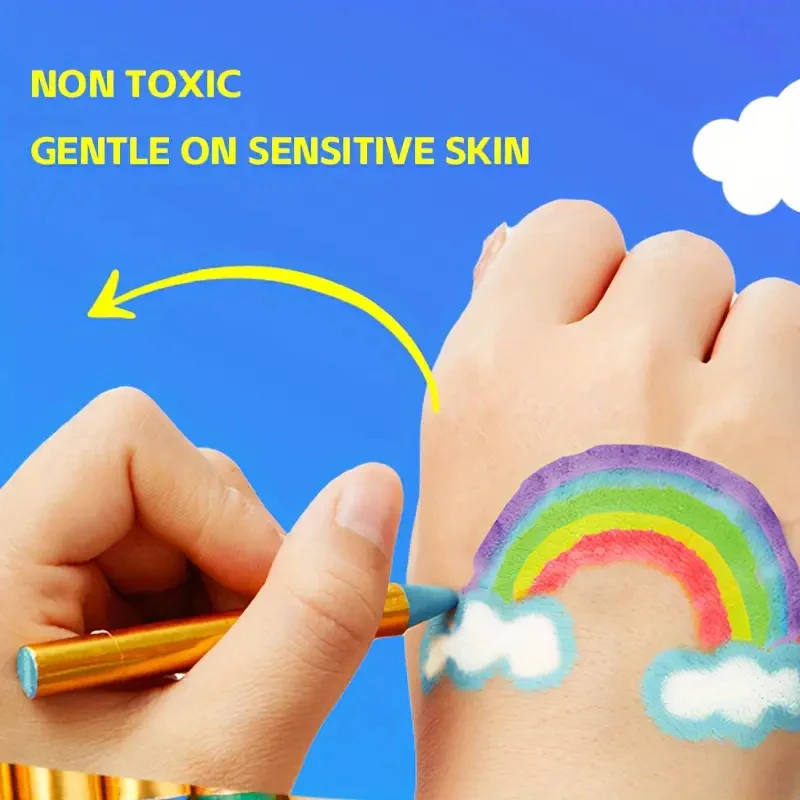 16 قطعة من أقلام تلوين طلاء الوجه، مجموعة أدوات طلاء الوجه والجسم لجميع القديسين أو حفلة عيد الميلاد، مكياج ماردي غرا