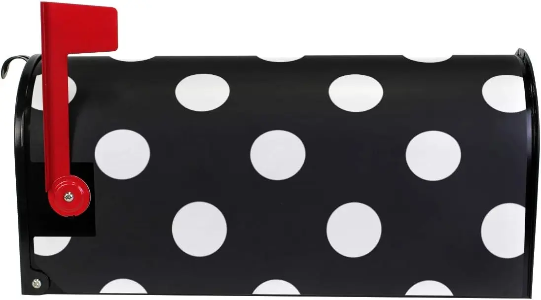 Home Garden Polka Dot Black Pattern Magnetic Mailbox Cover Standard