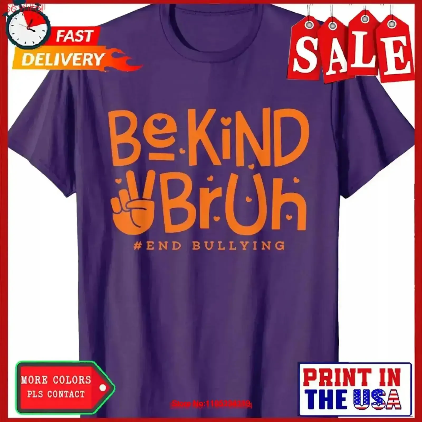 Unity Day Orange Anti Bullying Gentillesse Be Kind Bruh T-shirt vintage lavé étiré polyvalent confortable décontracté vintage