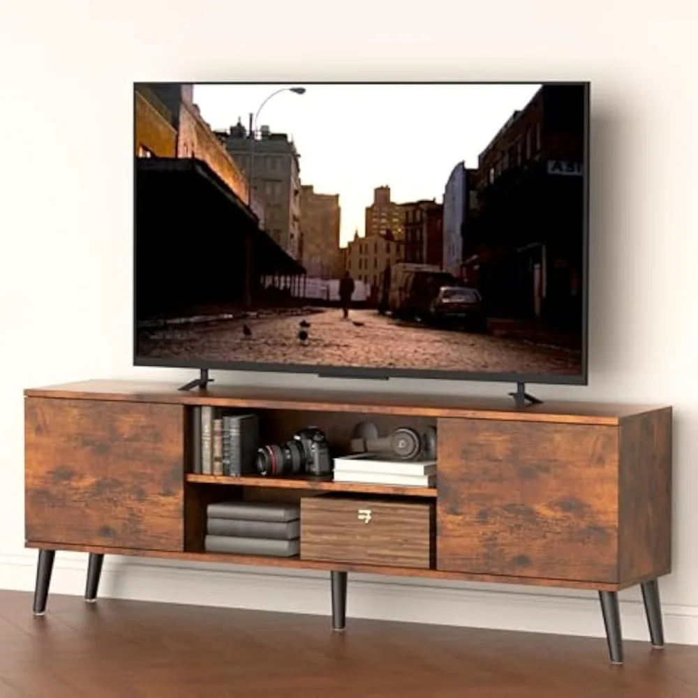 

TV Stand for 55 60 65 inch TV, Mid Century Modern TV Console, Entertainment Center with Storage for Living Room,Media Console