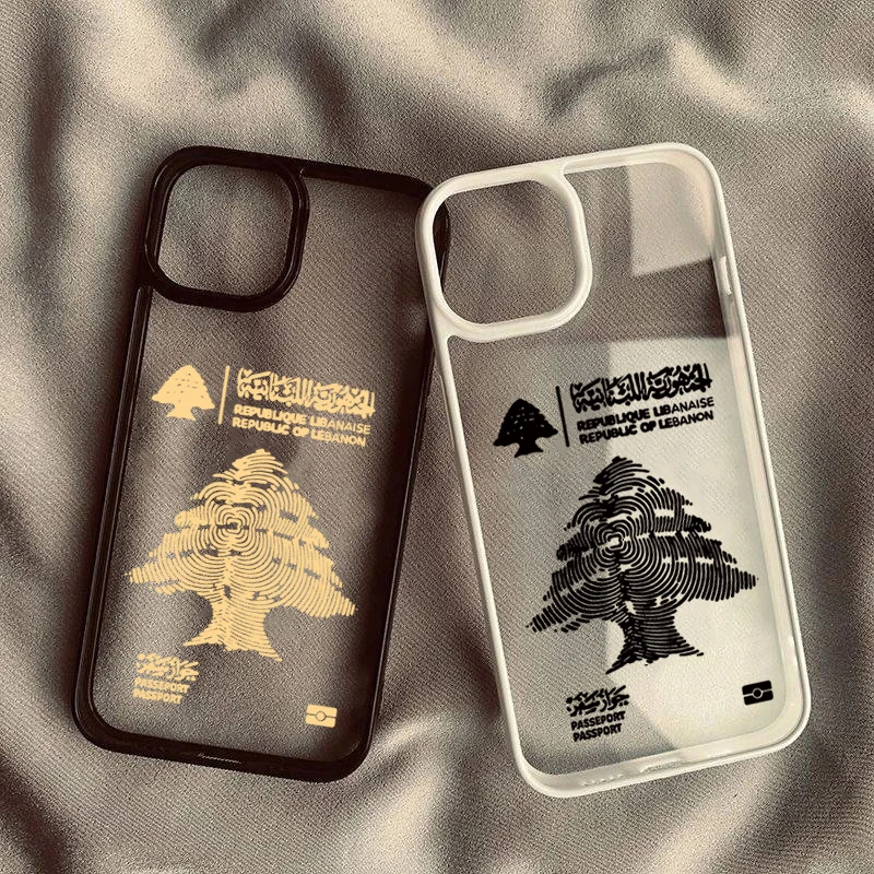 Anti-Fall Phone Case for iPhone 16 15 Pro 14 13 12 11 17 Pro Max Plus 16E Air X XR XS 7 8 Plus Lebanon Cedar Tree Passport Cover