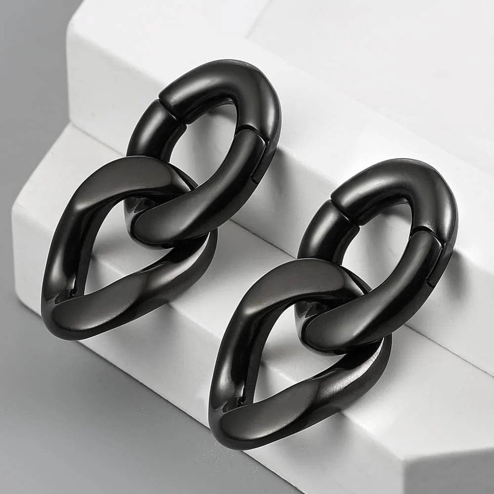 Casvort 2 Stück 316L Edelstahl Coole Ketten-Ohrgewichte Hänger Expander Piercing Damen Herren Körperschmuck 6mm 2G Punk – Detail 6