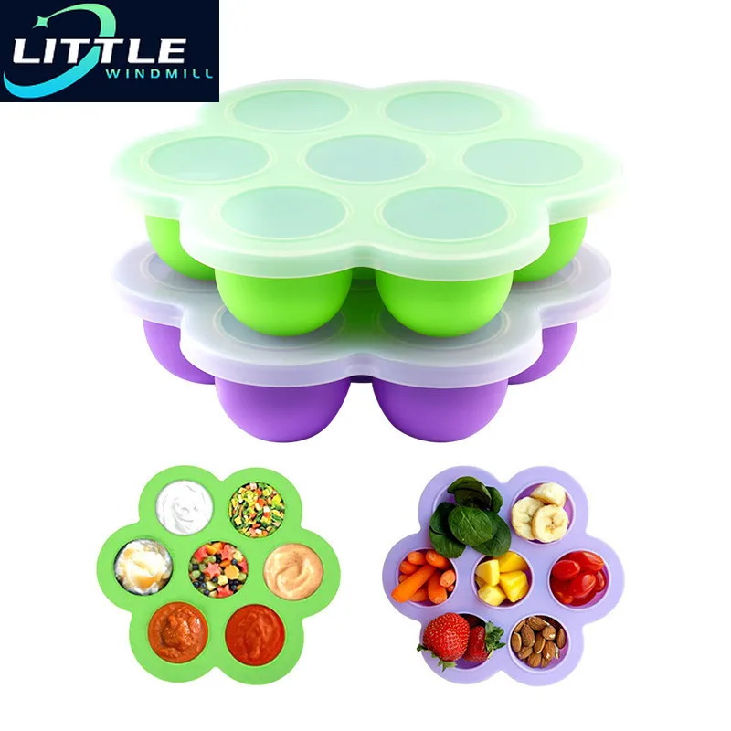 Reusable Silicone Silicone Weaning Baby Food Storage Container Ice Cube Reusable Freezer Tray with Lid Egg Tools Cake Molds