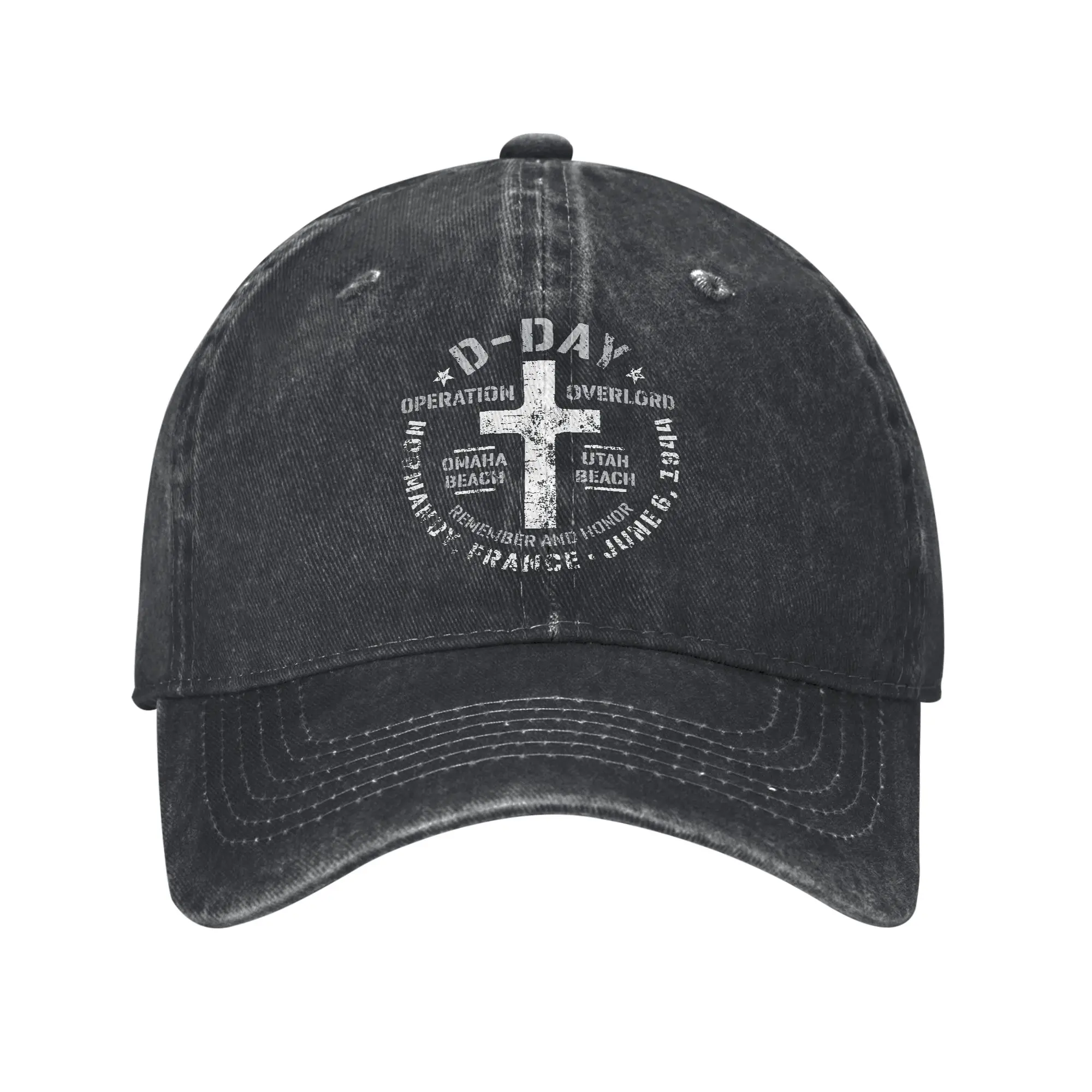 D-Day Normandy Cemetery Marker Baseball Caps Vintage Distressed Washed Omaha Utah Aged Sun Cap Men Women Outdoor Running Hats
