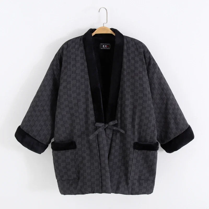 

Hanten Jackets Winter Men High Quality Woven Quilted Cotton Kimono Japan Style Thick Cardigan Asian Clothes Women Pajamas