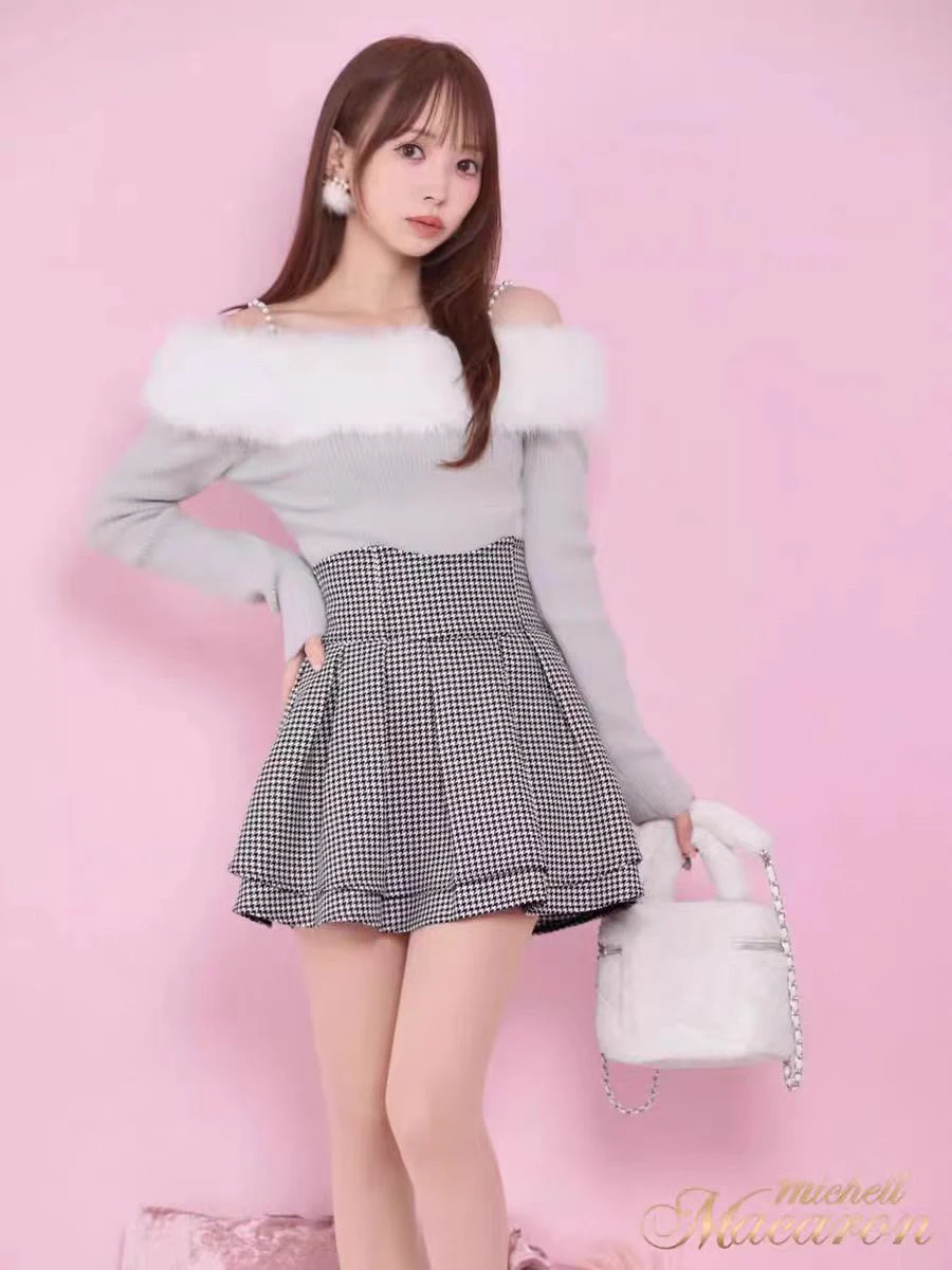 High Waist Plaid  Skirt Pants Sweet Japanese Style College Campus Autumn Winter Long Legging Effect Skirt for Women Girls
