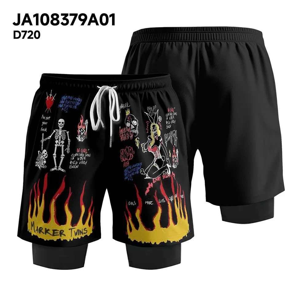 

Новые хит продаж 2-в-1 мужские шорты для бега для фитнеса, быстросохнущие дышащие велосипедные шорты для занятий спортом на открытом воздухе, уличные хип-хоп