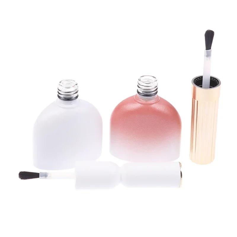 Mini garrafa de vidro para esmalte de unha, 15ml, com escovas, recipiente vazio para embalagem de gel de unha, pote cosmético recarregável, dispensa de óleo de manicure