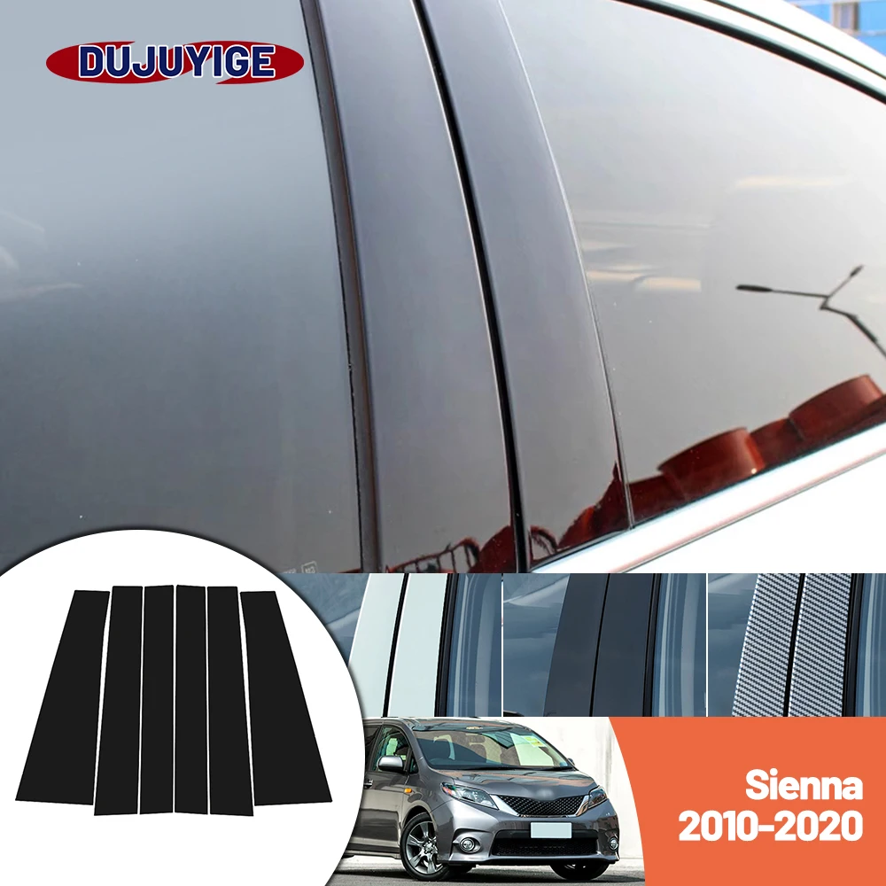 

Bright black carbon fiber door and window B C Pillar sticker suitable For Toyota Sienna 2010-2020 2011 2012 2013 2014 2015 2016