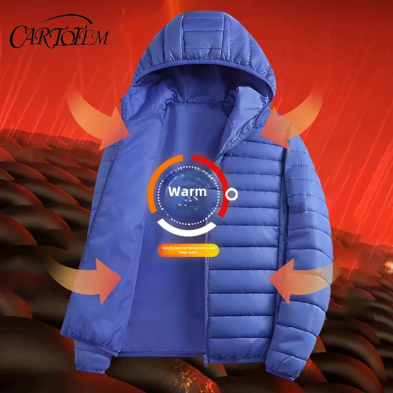 

Men's Cotton Jacket 2024 Winter New Outdoor Warm Lightweight, Durable Cotton Jacket Simple Solid Color Hooded Work Clothes