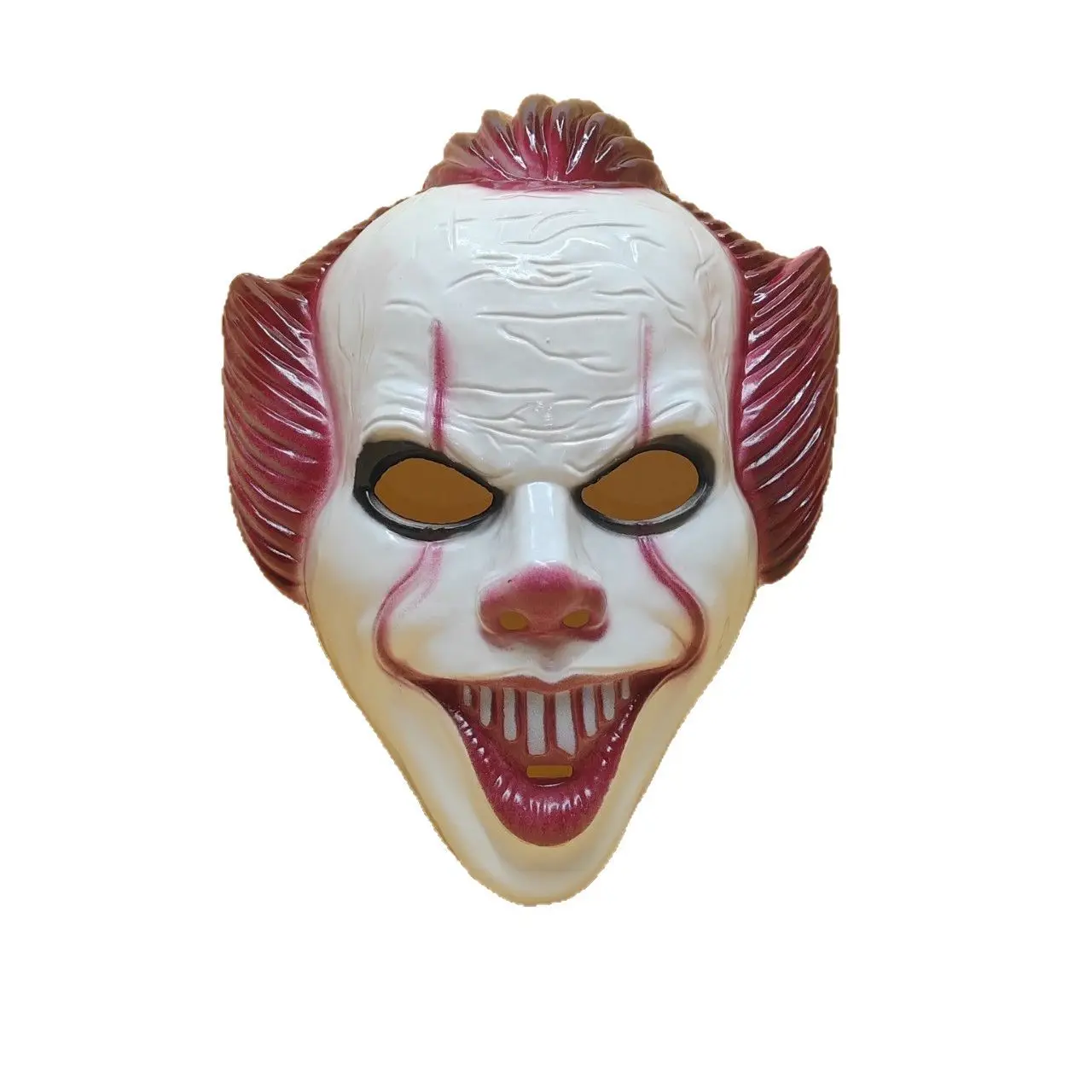 ハロウィンホラーパーティーコスプレ、エスケープルーム、ITコスチューム小道具用、取り外し可能なヘア付きウィッグ付き怖いピエロマスク