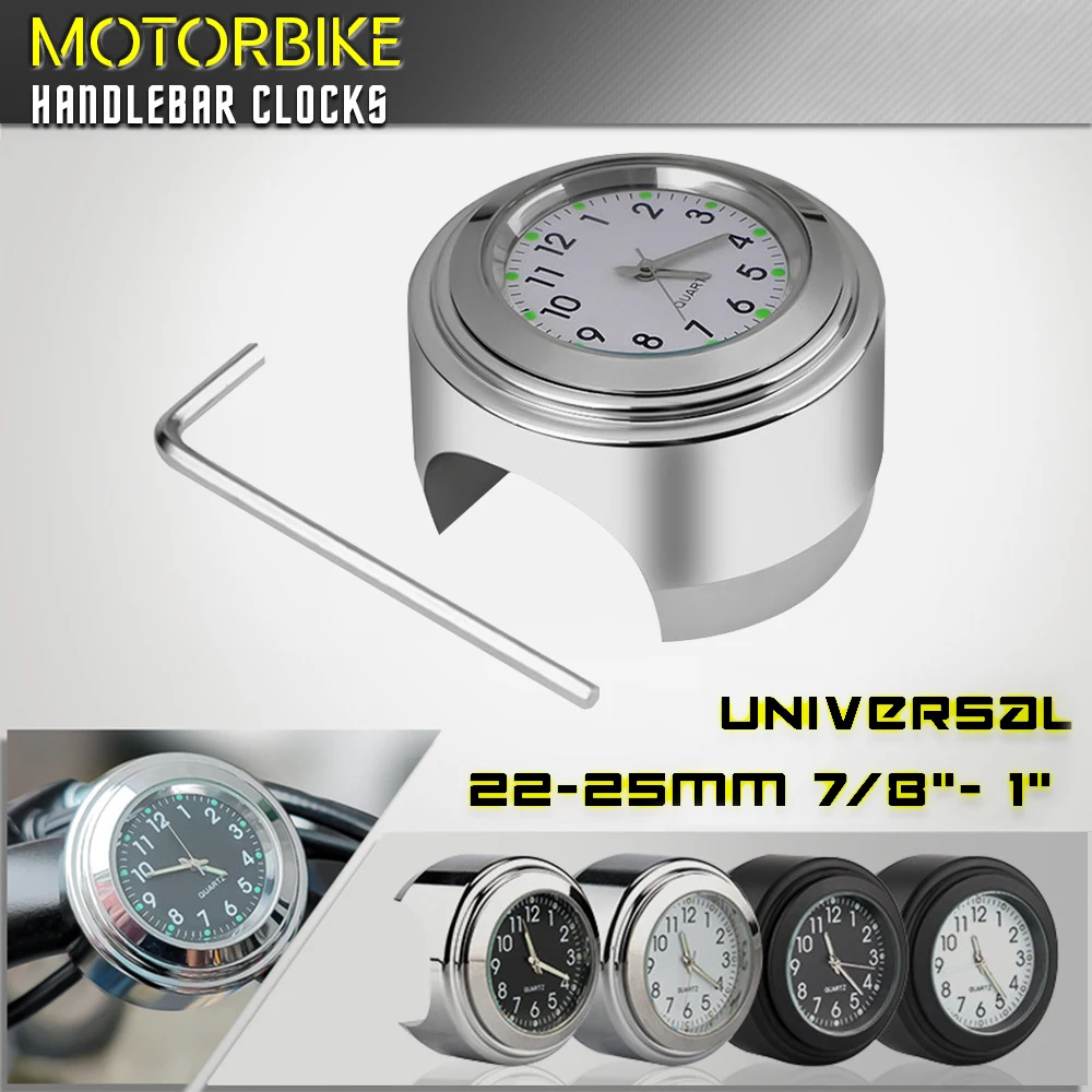 Universal Aluminum Motorcycle Clock Quartz Watch Luminous Clock Waterproof Bike Handlebar Mount Moto Accessories