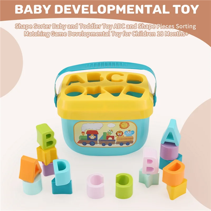 

A63T-Shape Sorter Baby And Toddler ABC And Shape Pieces Sorting Matching Game Developmental For Children 18 Months+