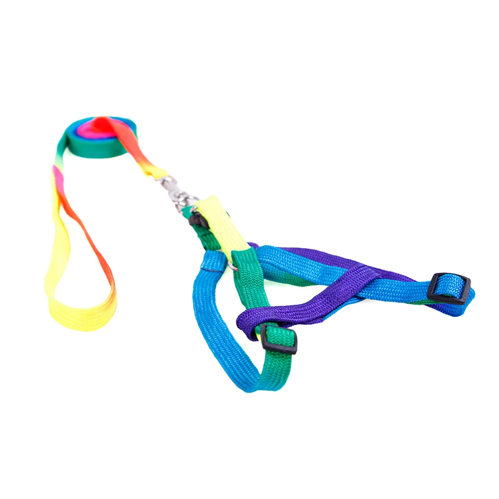 

Colorful Adjustable Pet Dog Harness Leash Rainbow Design Puppy Cats Easy On Off Daily Walk Weekend Party