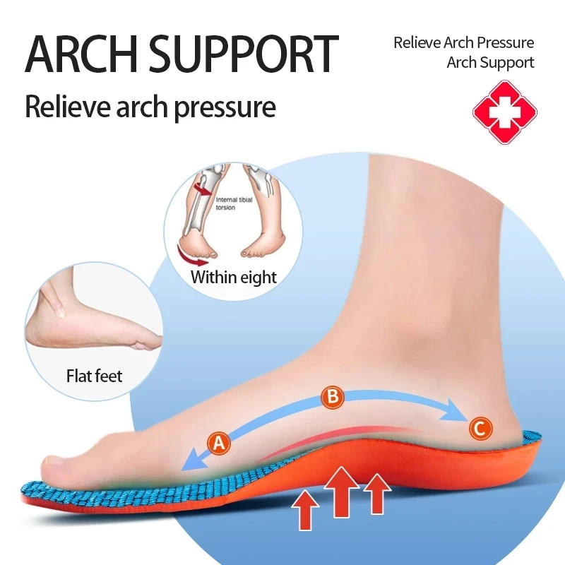 Palmilhas de Corrida Desportiva para Homens Sapatos Sola Flat Foot Arch Suporte Palmilhas Ortopédicas para Mulheres Almofada de Massagem de Absorção de Choque