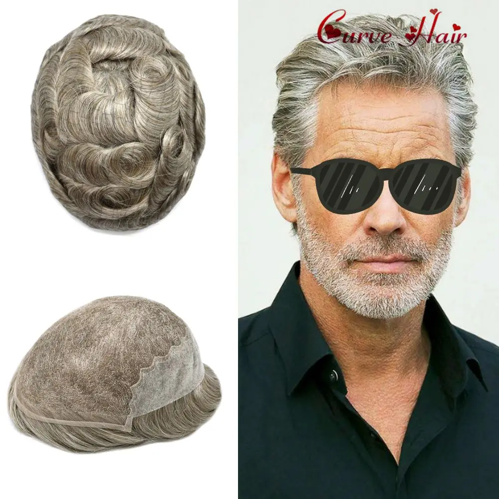 

Lace Front Mens Toupee Hairpiece European Human Hair Replacement System for Men Thin Skin Male Hair Prosthesis Hair Pieces Wig