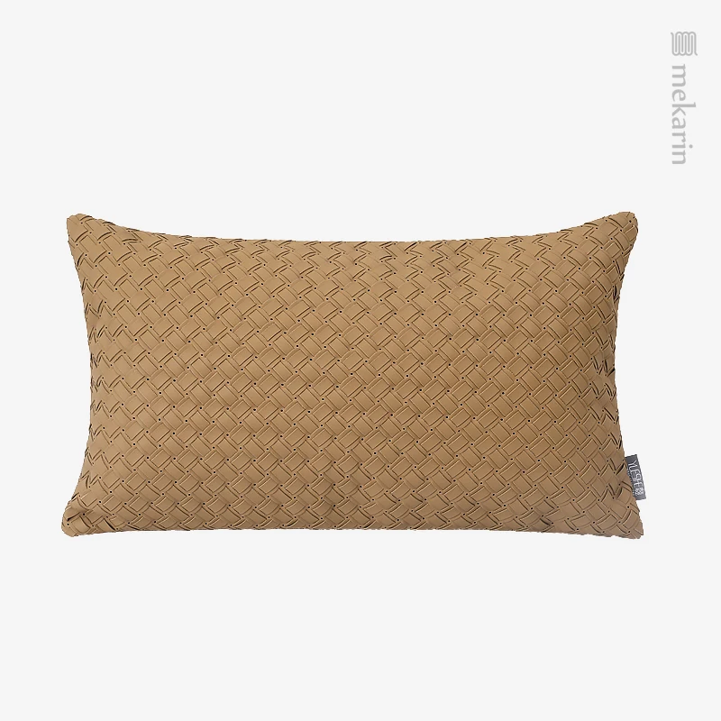 Simple and light luxury coffee color woven pillow villa bedroom living room sofa square pillow hotel winery restaurant pillow