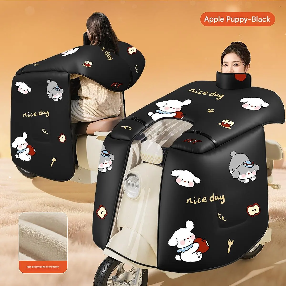 

New electric vehicle windshield cover, winter-style, fleece-lined, thickened, fully enclosed cape-style waterproof and windproof