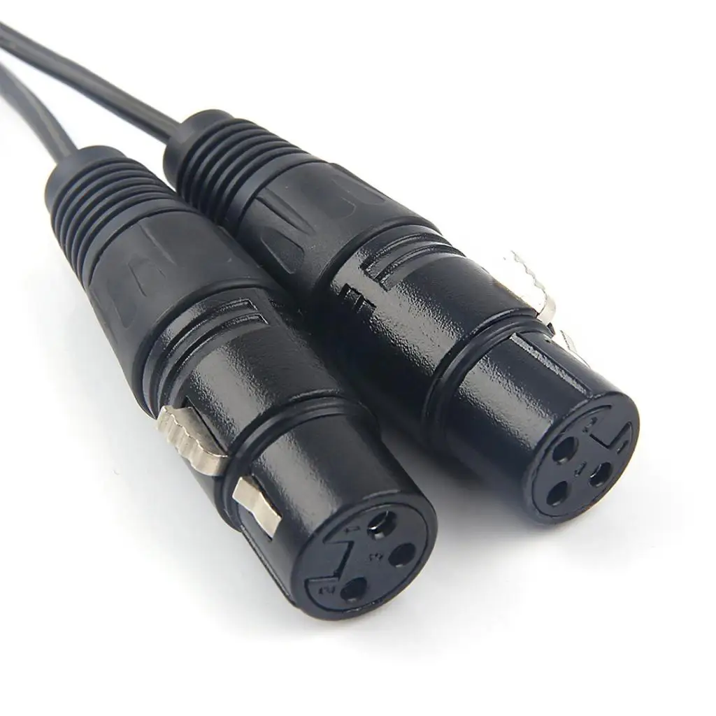 High End 3.5mm Male to Dual XLR Female Cable Flexible Plastic Construction for Studio Microphone and Speaker Setup