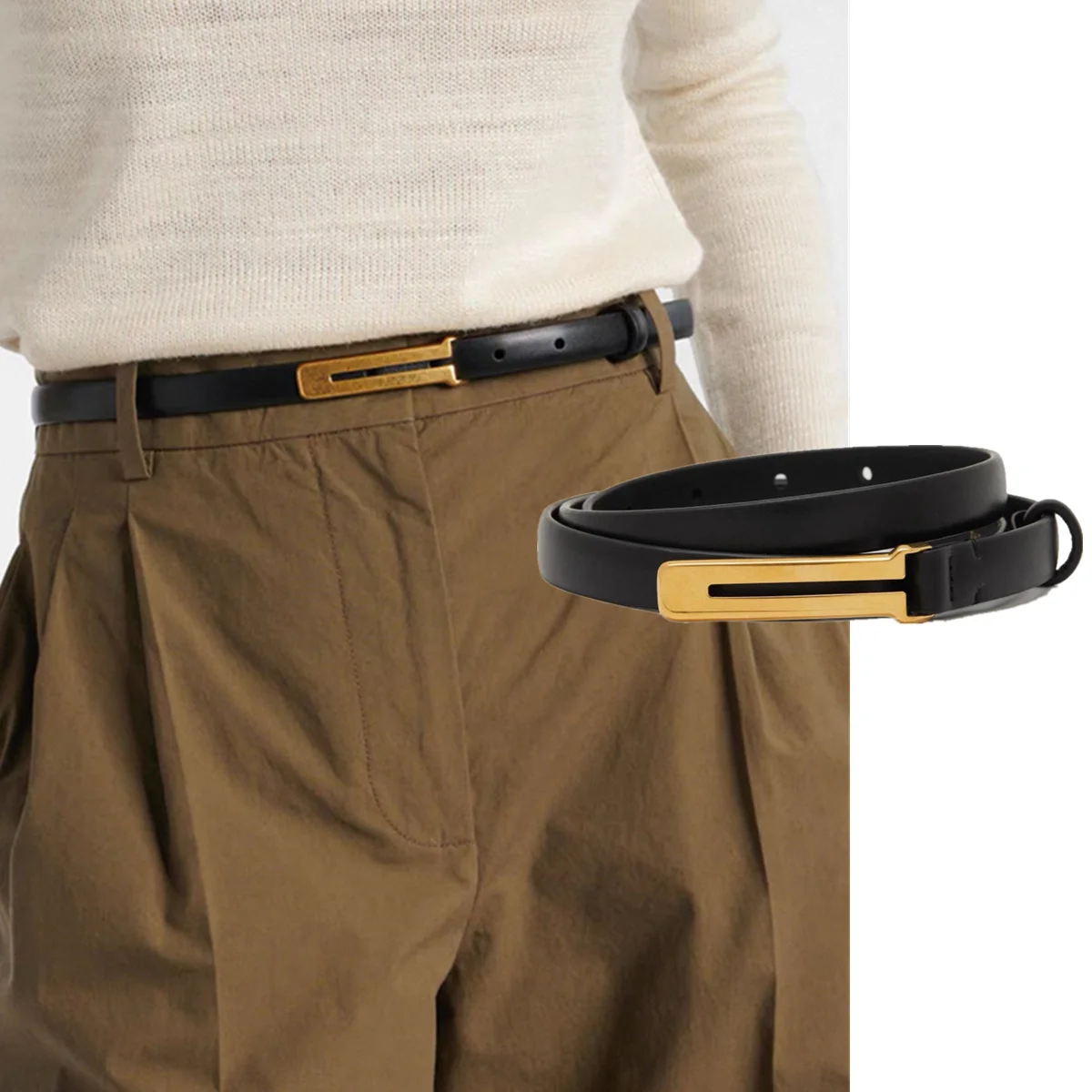 Jenny&Dave Italy Cowhide Genuine Leather Belt Women Fashion Elegant 1.5cm Width Gold Buckle Women's Belt