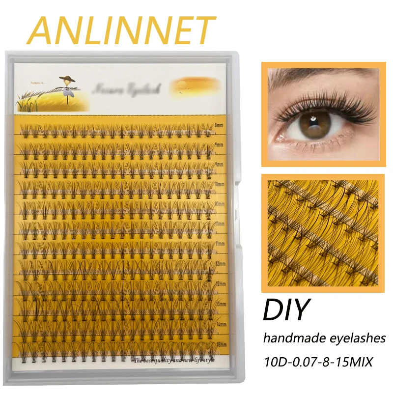 240 clusters of DIY eyelash Spikes eyelash extension, mixed false eyelashes 3D thermal bonding false personal makeup prefabricat