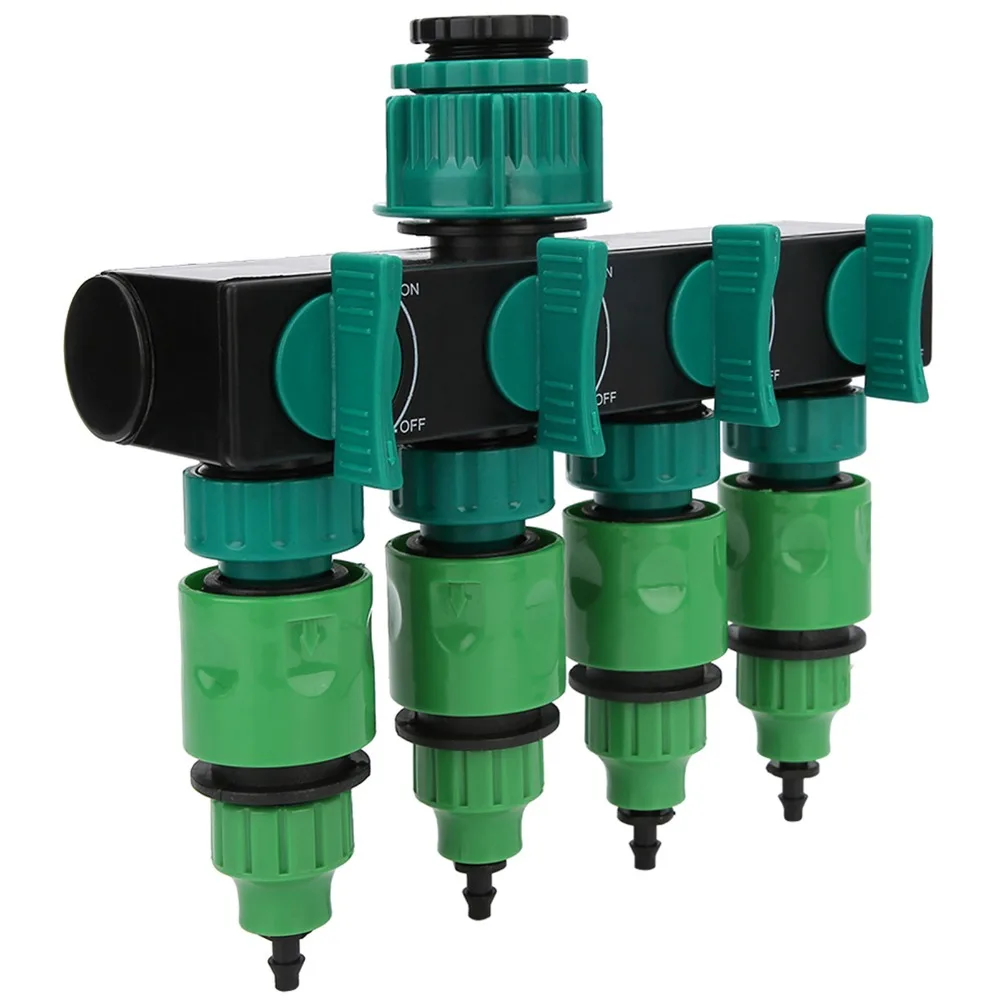 Plastic Garden Hose Splitter Green Independent Control Hose Tap Splitter Easy Installation 4 Way Outlet Water Spigot Splitter