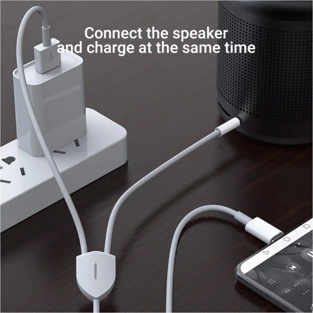 كابل USB C إلى 3.5 ملم Audio Aux Jack مع سلك شحن متوافق مع iPhone 15Pro 15 وSamsung Galaxy S20/S20 والهواتف الأخرى