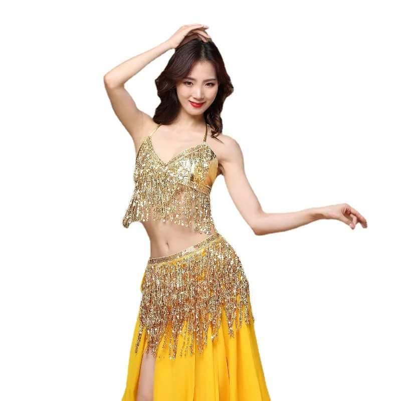 

New Sexy Tassel Jazz Dance Pole Dance Costume Sequined Belly Dance Tassel Waist Chain Stage Performance