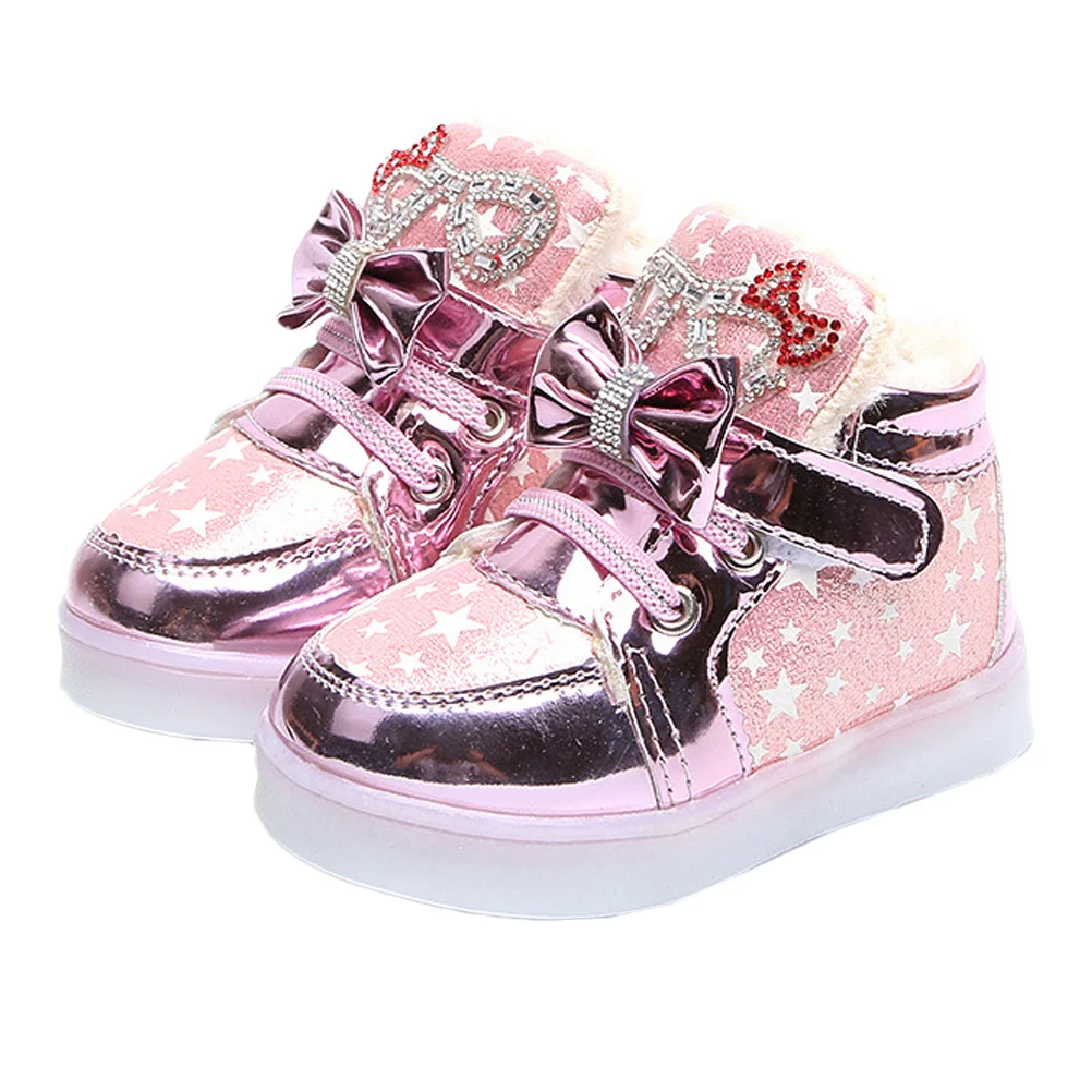 

Kids Flash Pink Size 23 LED Luminous Sneakers for Girls Fashion Sporty Lightweight Easy on Off Breathable