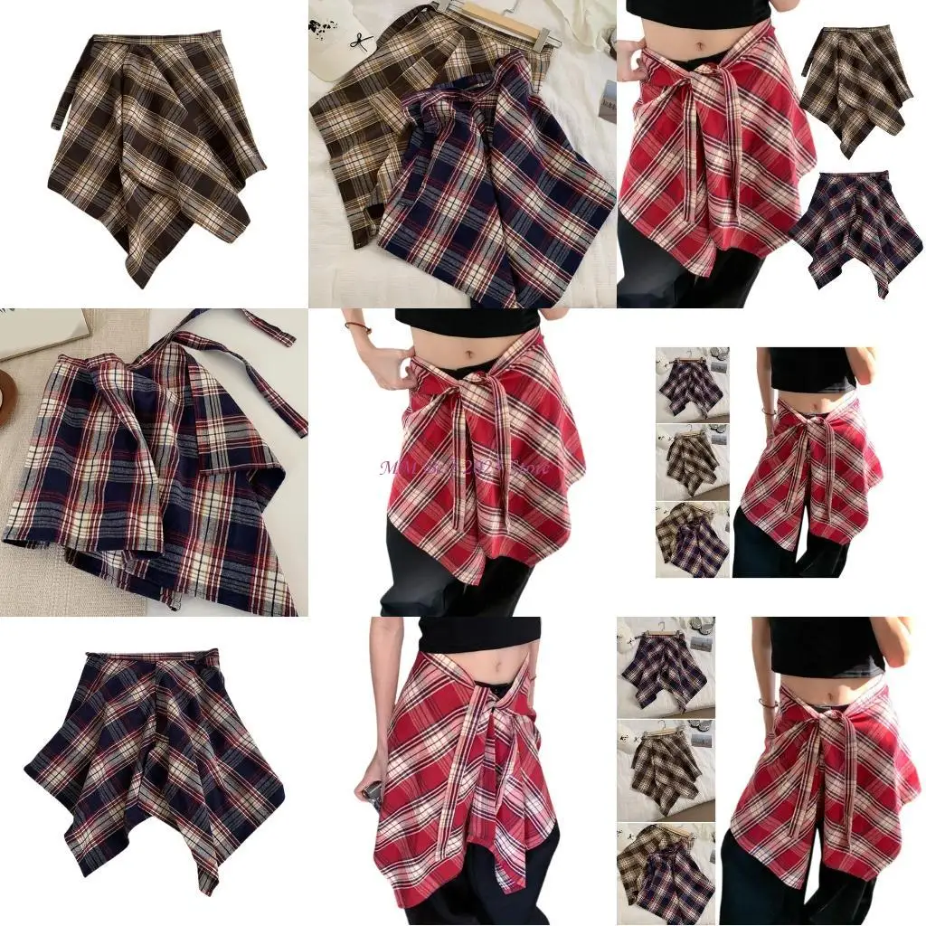

49ME Layering Fake Top Lower Skirt Half Length Mini Skirt Hemline for Women Men
