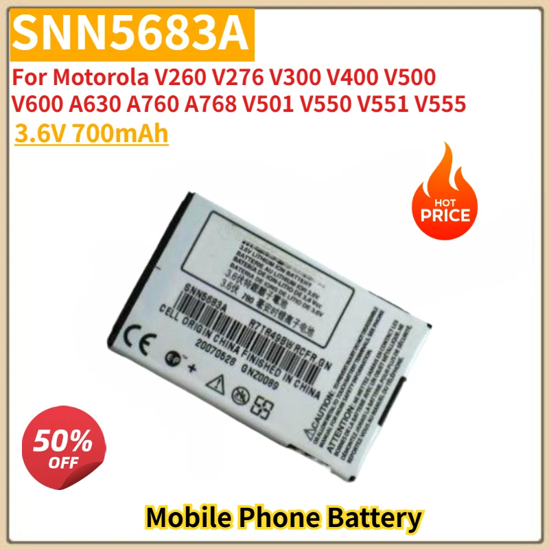 

SNN5683A High Quality Phone Battery 3.6V 700mAh for Motorola V260 V276 V300 V400 V500 V600 A630 A760 A768 V501 V550 V551 V555