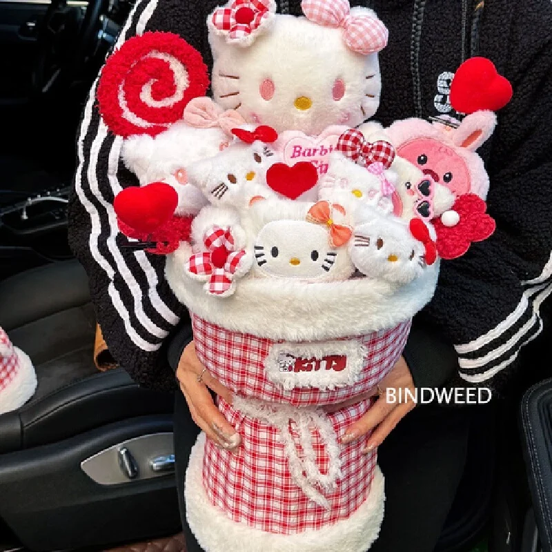 

Hello Kitty Doll Bouquet Finished Birthday Gift For Girls Valentine'S Day Cute Girlfriend Birthday Gift Happy Doll Gift For Frie