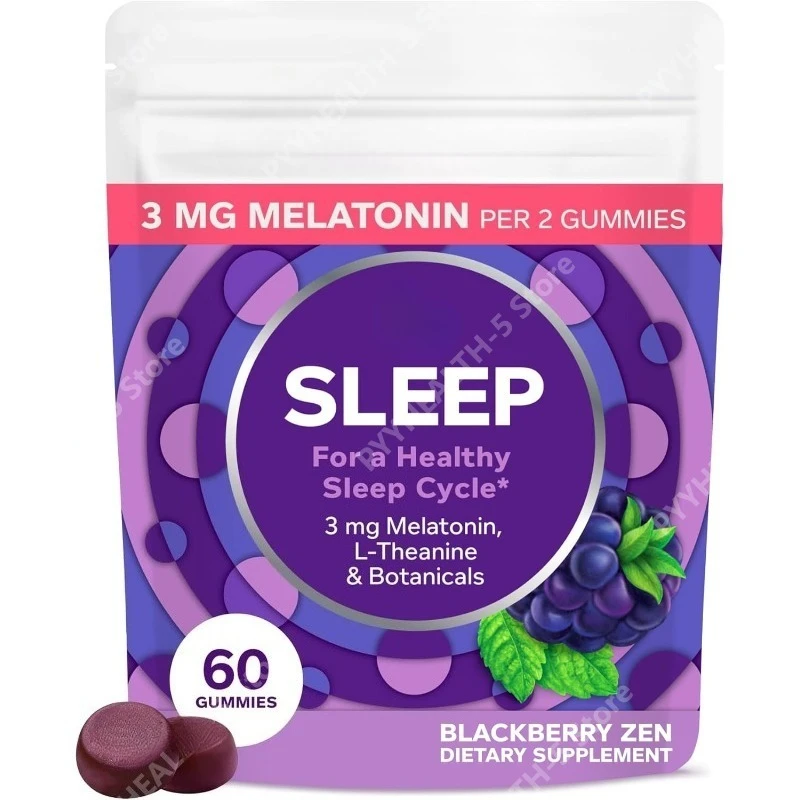 

Sleep Gummy,3mg Melatonin L-Theanine, Chamomile, and Lemon Balm Extracts, Blackberry Flavor, 30 Day Supply - 60 Count