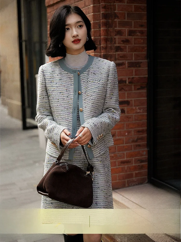 

Xhange Air Garden Emed Fraance Dr And Jaet Two-Piece Set Women's Commute Sle Long Sve Stand Fit