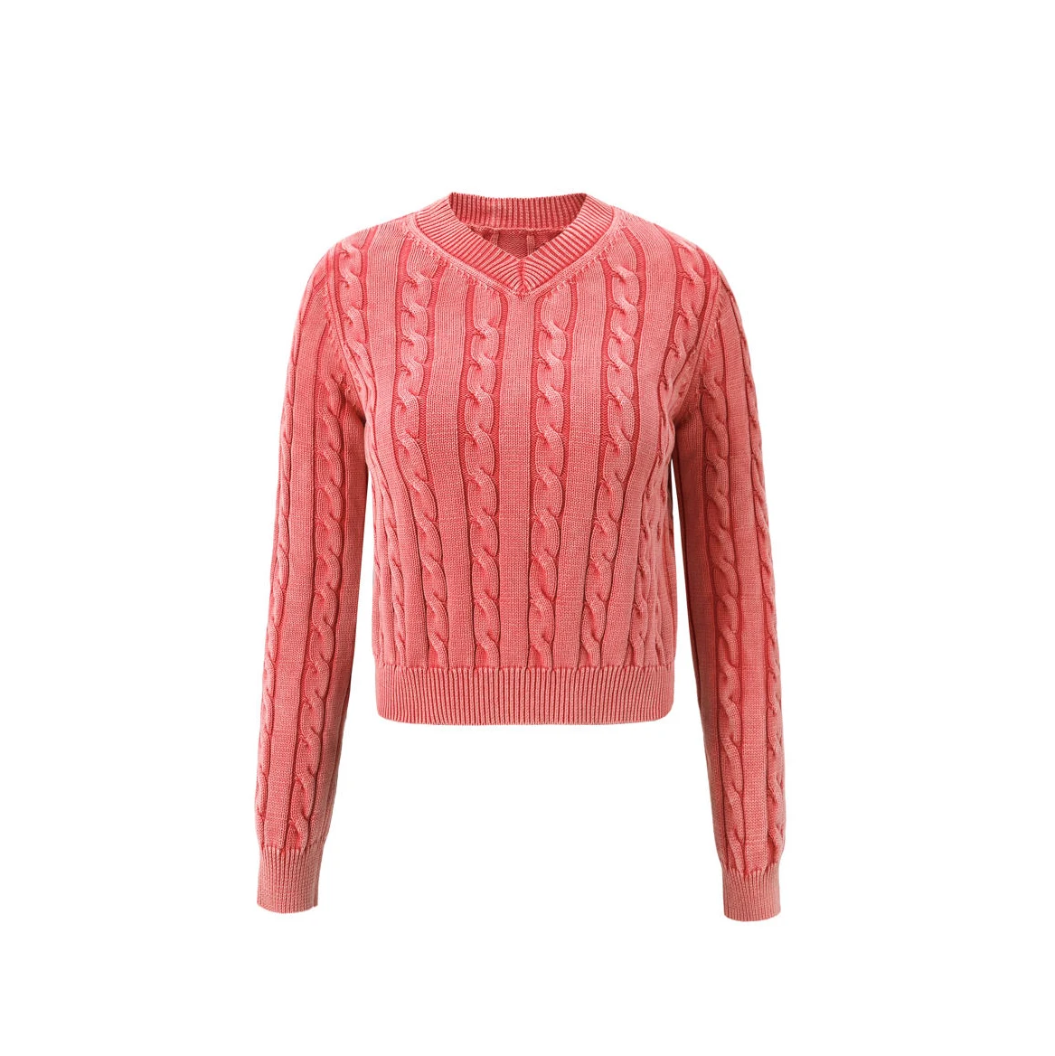 pink cable sweater