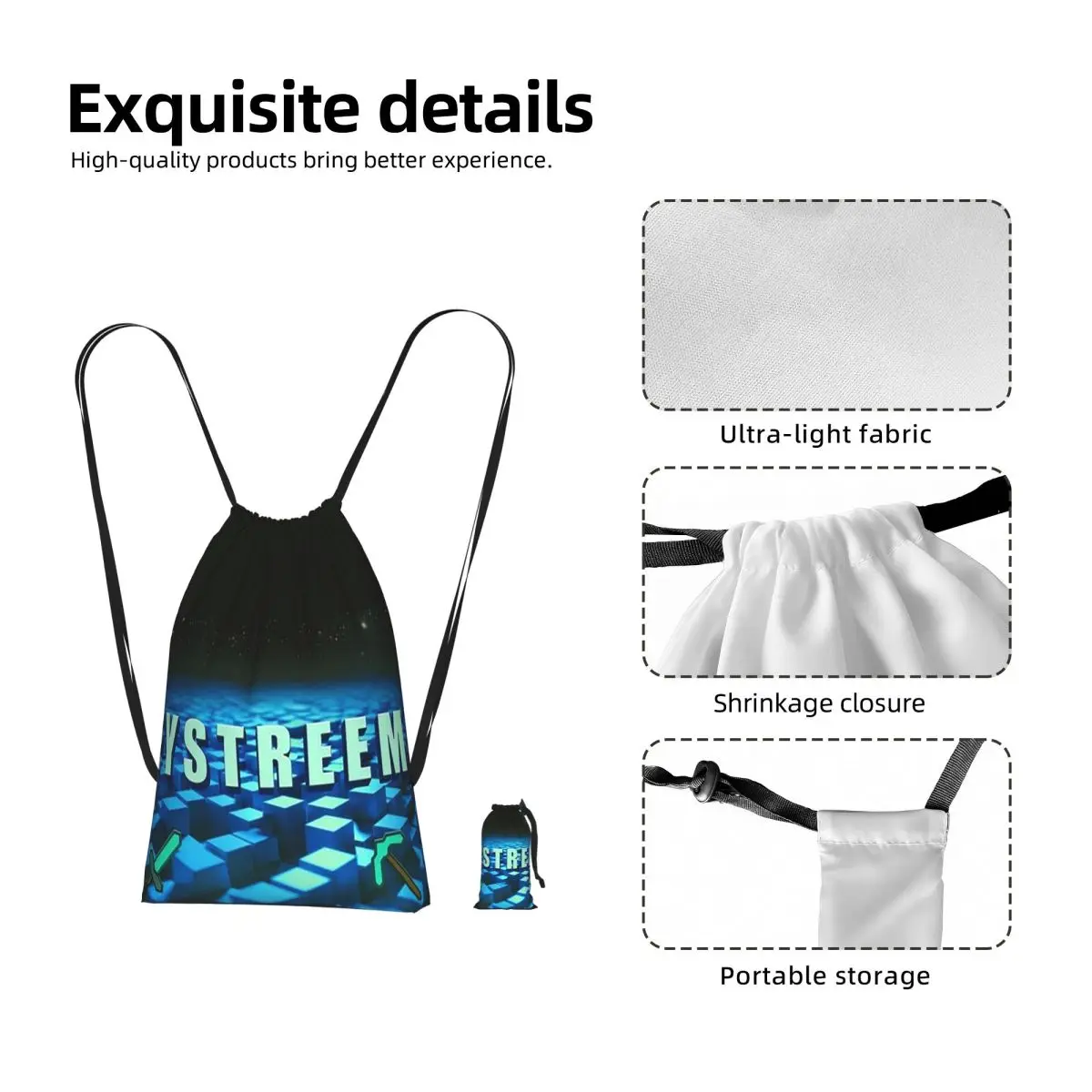 Funny EYstreem Drawstring Backpack hiking cycling Bag Lightweight Foldable Storage Drawstring Bag for Men Women