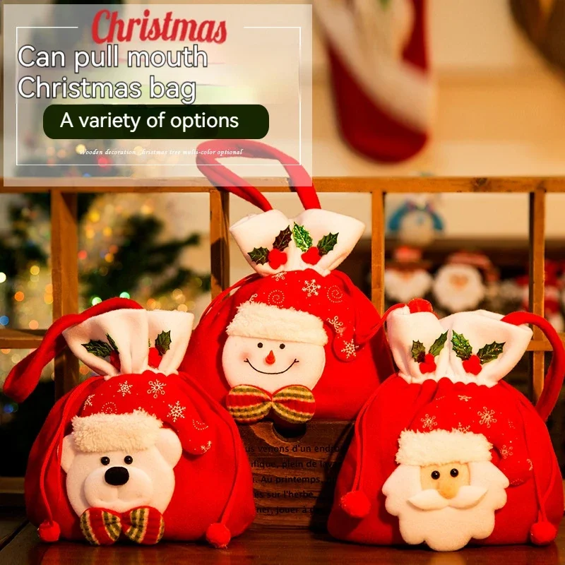 

Christmas Decorative Supplies Christmas Backpack Bag Plush Gift Bag Elderly Snowman Gift Christmas Candy Bag