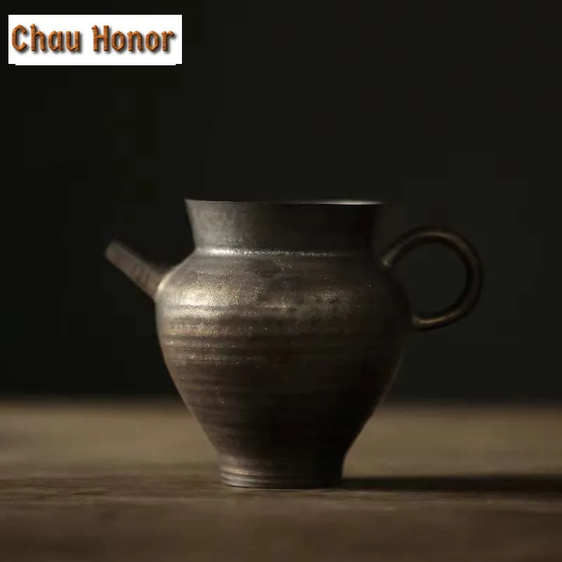 200ml Chinese Iron Rust Glazed Tea Pitcher Japanese Thin Tire Coarse Pottery Cha Hai Justice Cup Coffee Cafes Accessories Gifts view 2